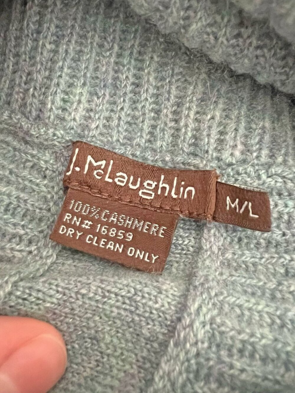 J. McLaughlin Pence Cashmere Cowl Neck Poncho Sweater Cape Light Blue Sz M/L - Picture 4 of 6
